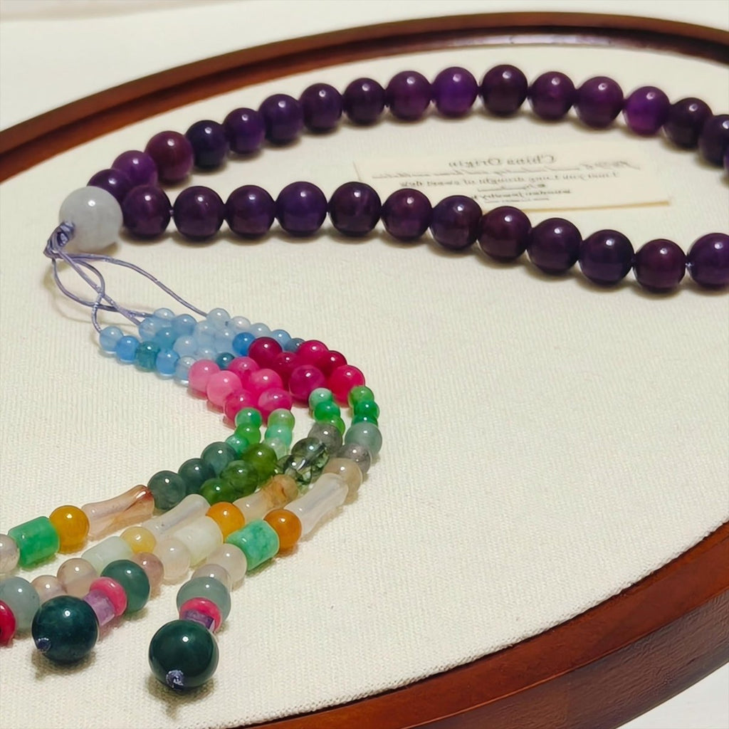 Luxury Elegance Fancy 33 Muslim Agate Tasbeeh with Tassels (MR083)