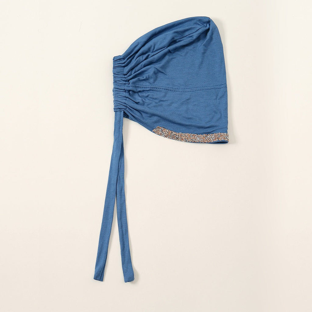Luxury Mercerized Cotton Hijab Cap Crystal-Embellished Elastic Lace-Up Undercap with Breathable Design (MH115)