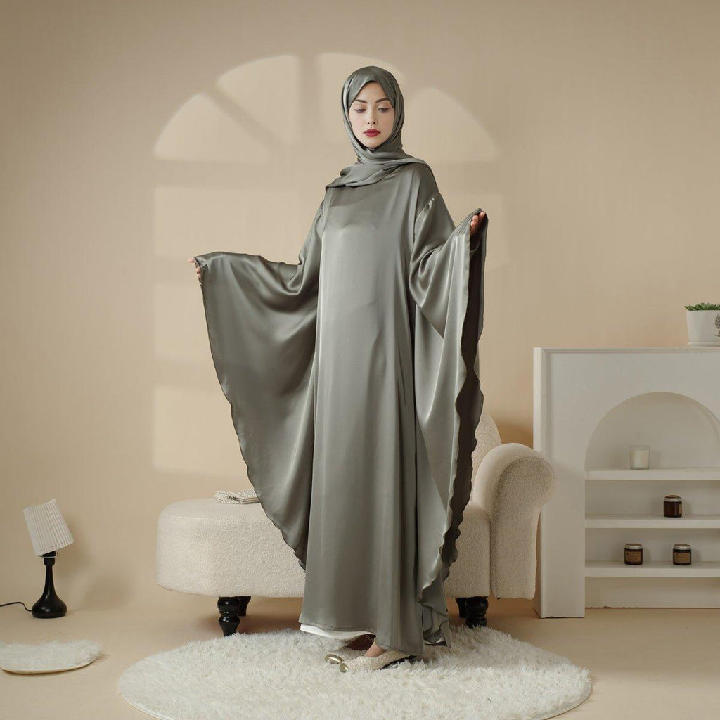Luxury Satin Floaty Kaftan Abaya With Matching Hijab (MA054)