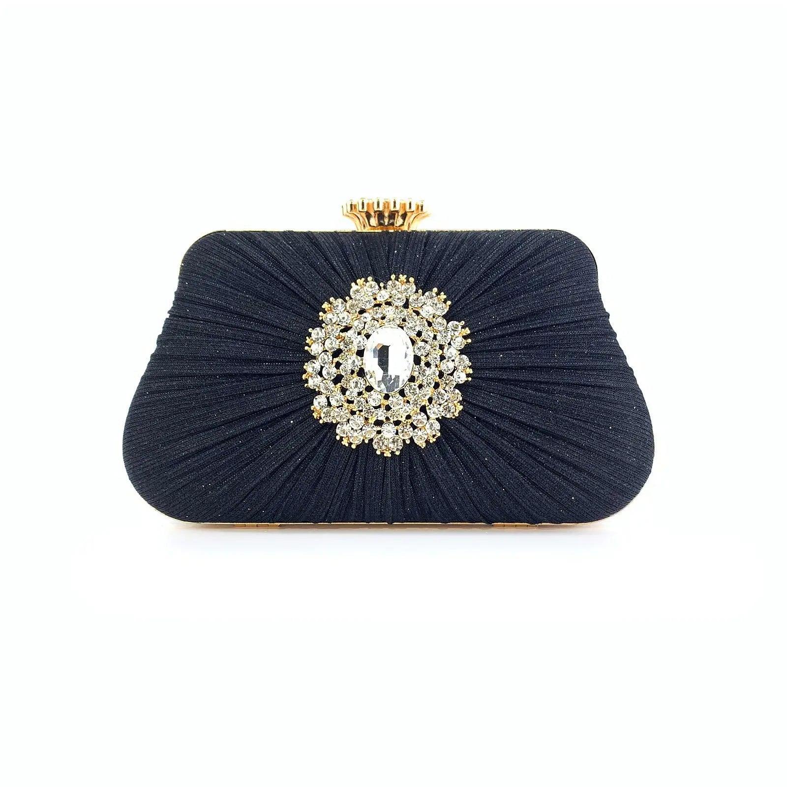 MAC033 Women's Pleated Craft Rhinestone Bag