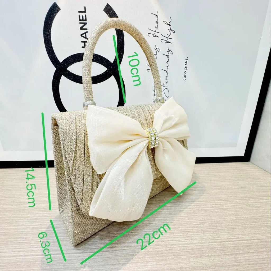 MAC060 White Bowknot Portable Shoulder Bag Big Bow Design Underarm Bags