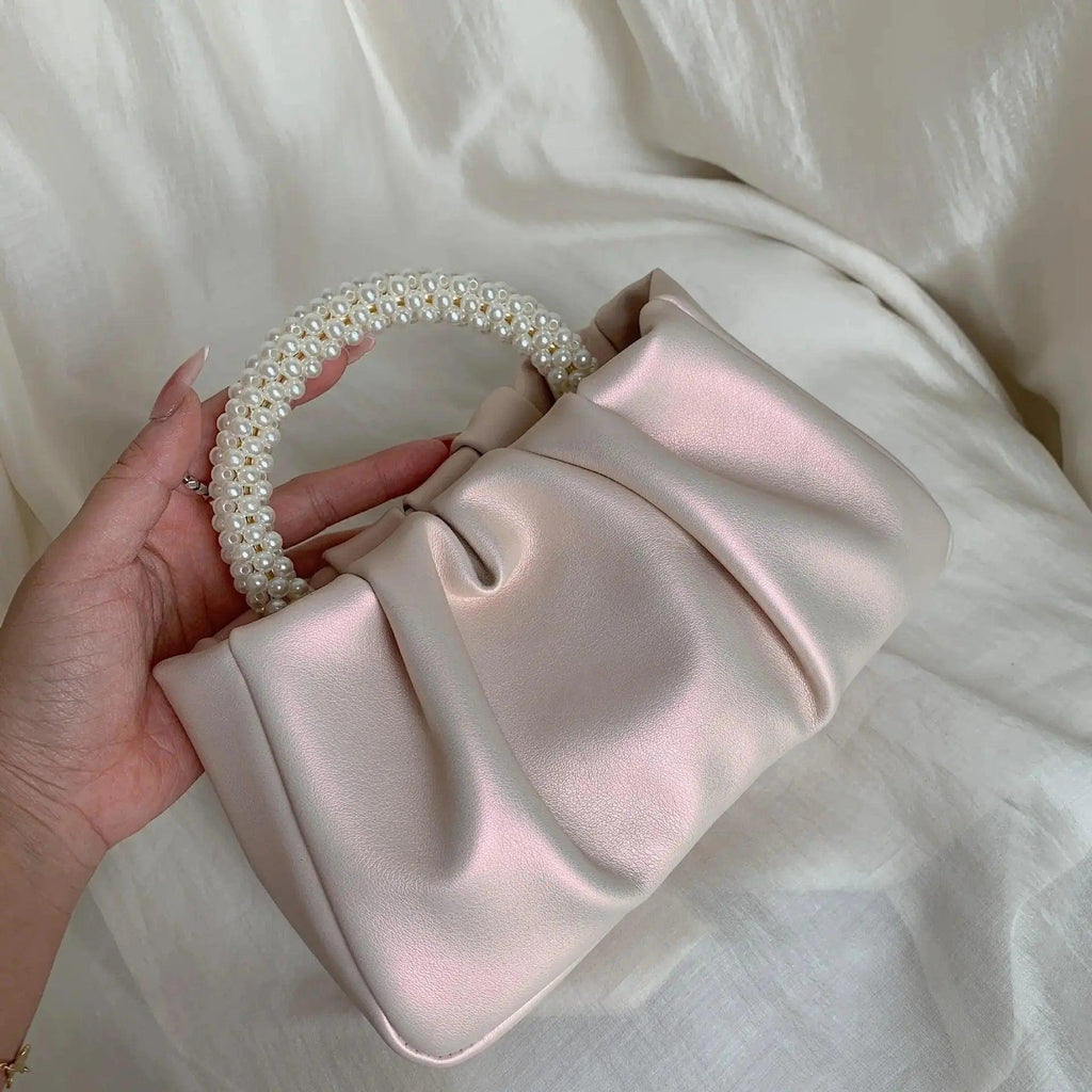 MAC062 Soft Leather Pearl Clutch Evening Bags