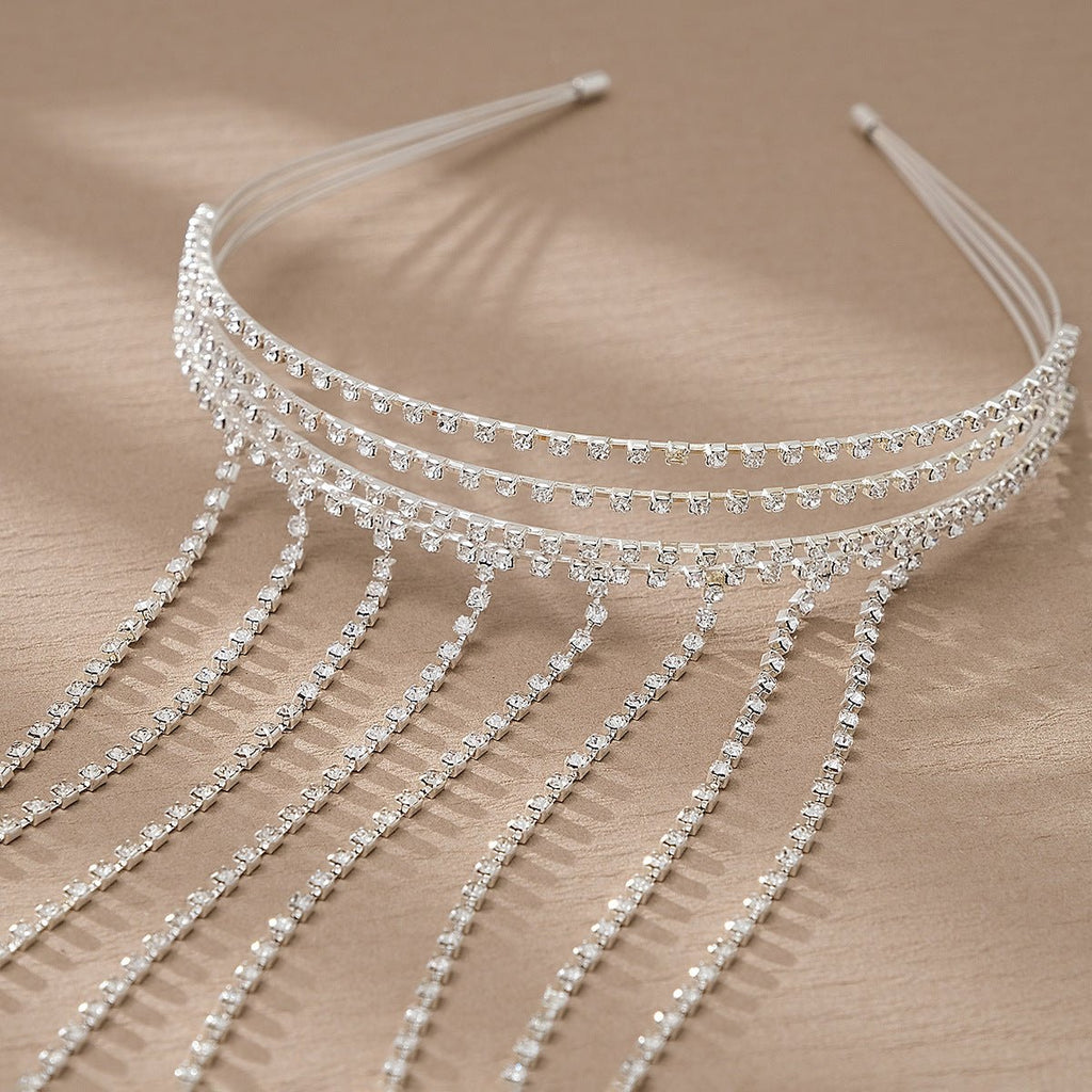 MAC185 Stylish Rhinestone Tassel Headband