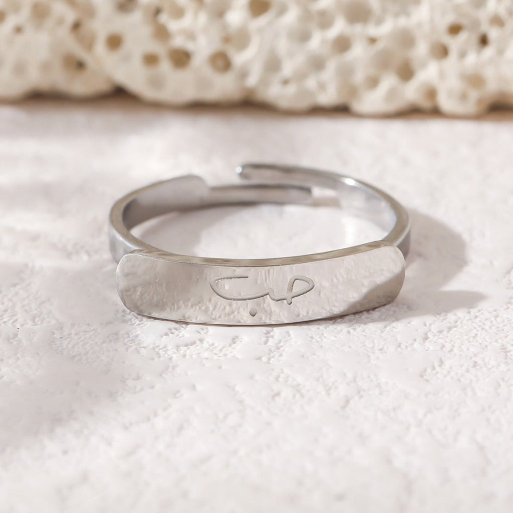 Simple engraved titanium steel ring with Arabic elements （With gift box）(MAC215)