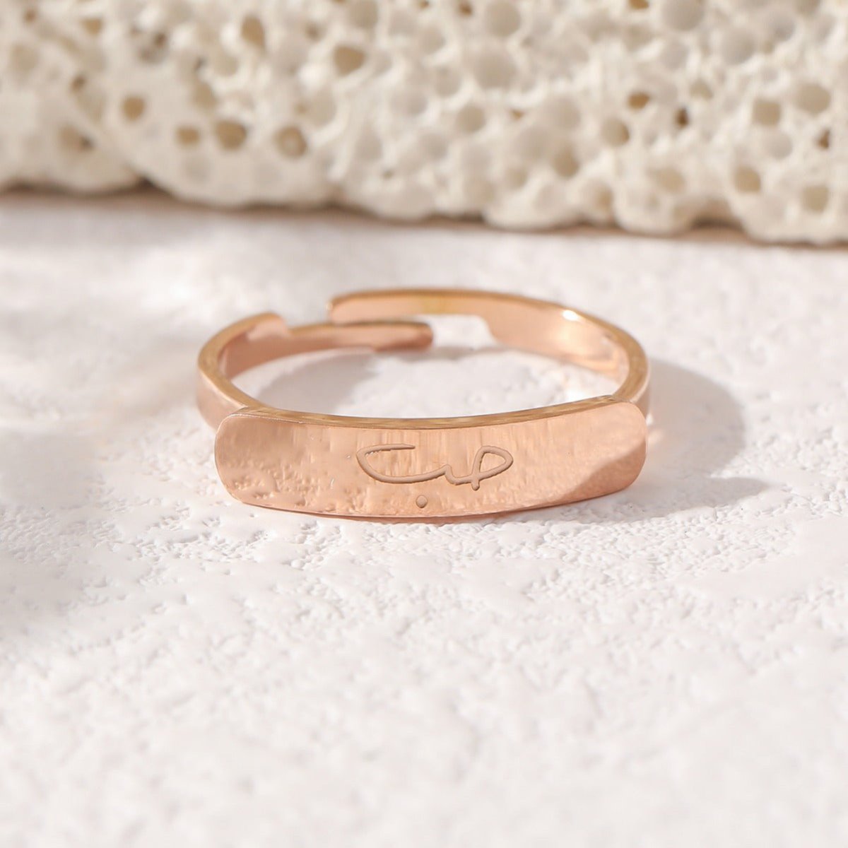 Simple engraved titanium steel ring with Arabic elements （With gift box）(MAC215)