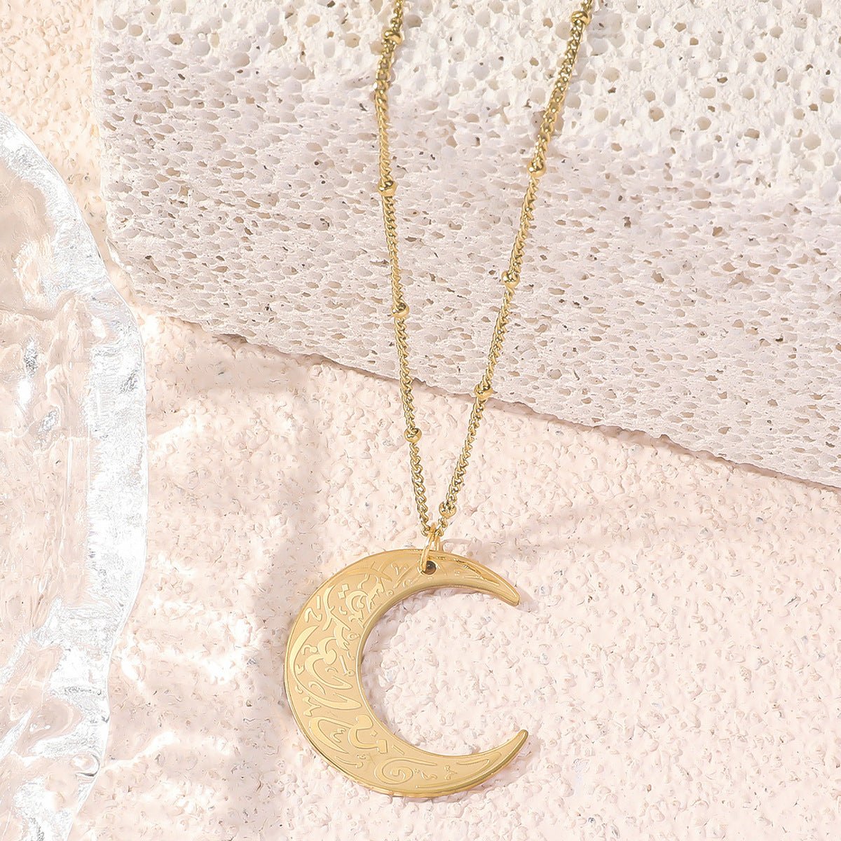Simple Moon Titanium Steel Clavicle Chain Necklace (With gift box)(MAC218)