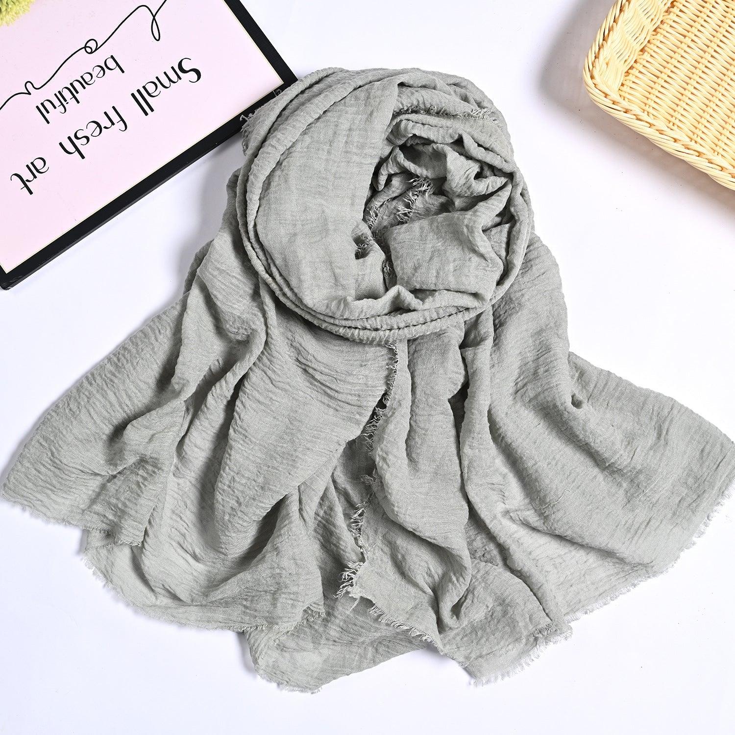 MH055 Encrypted Bubble Wrinkle Solid Color Hijab