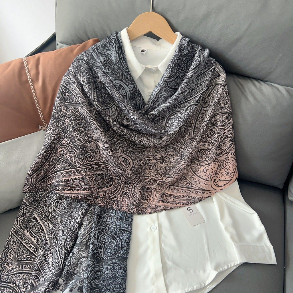 MH058 Cashew Printed Cotton And Linen Thin Hijab