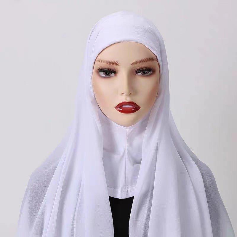 MH061 Pearl Chiffon One-Piece Bottom Hat Hijab