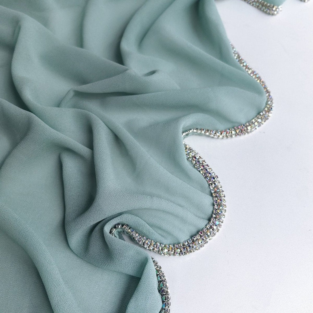 Diamond Trimmed Chiffon Hijab(MH087)