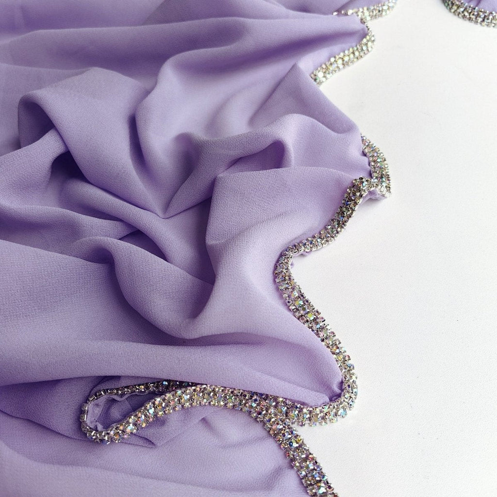 Diamond Trimmed Chiffon Hijab(MH087)