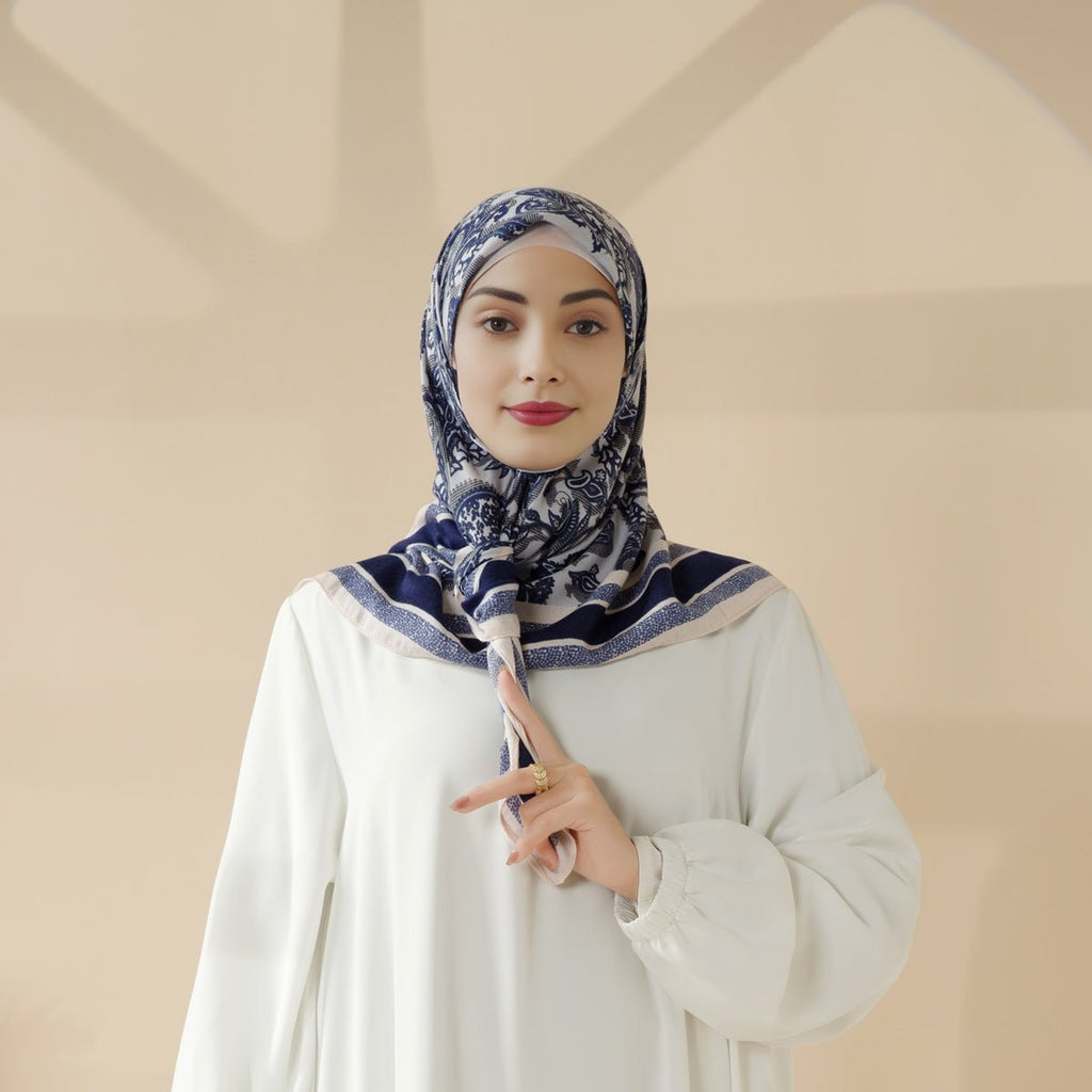 MH096 Printed Cashmere Touch Square Hijab
