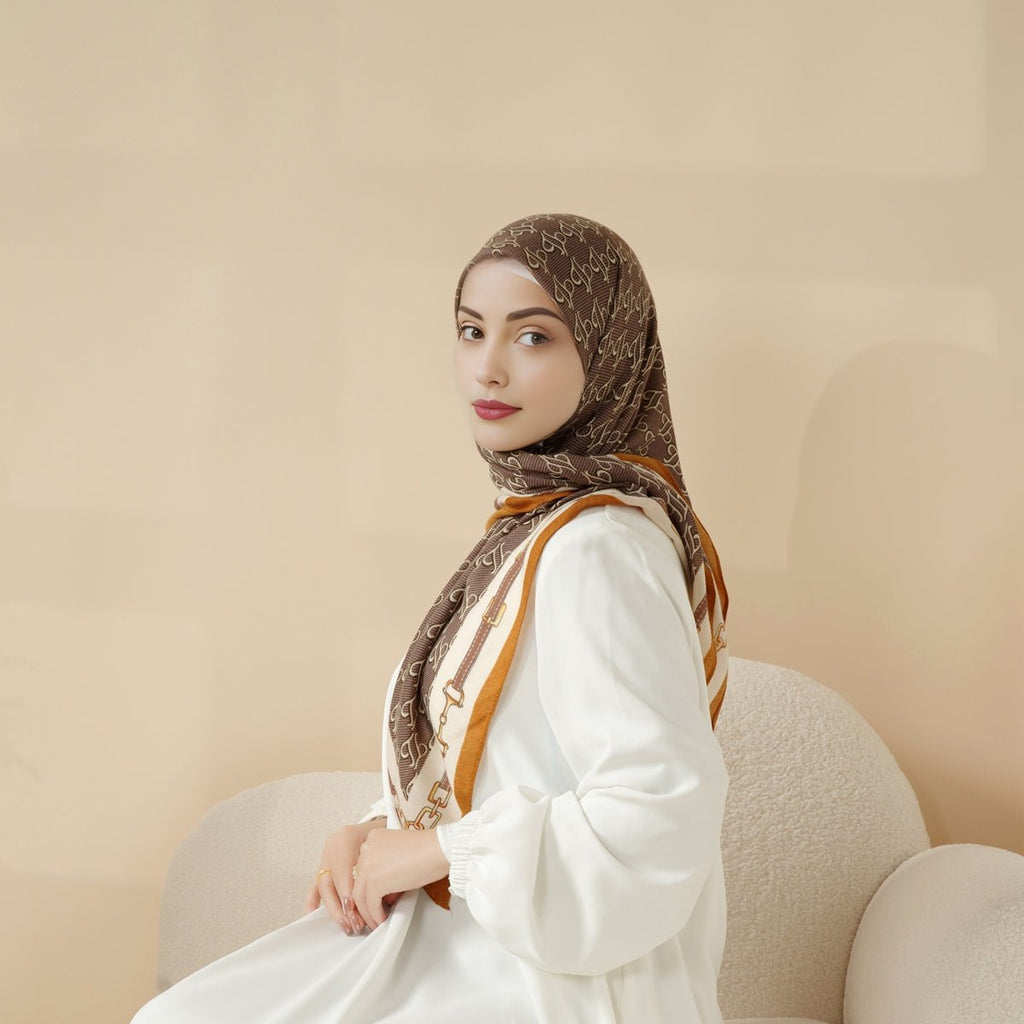 MH096 Printed Cashmere Touch Square Hijab