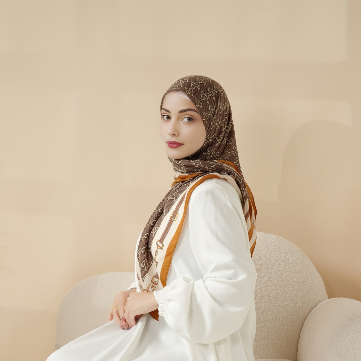 MH096 Printed Cashmere Touch Square Hijab
