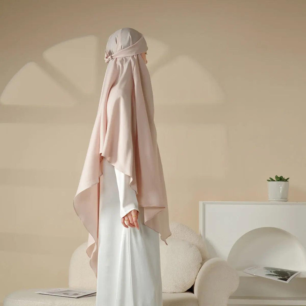 MK001 Niqab Attached 1-Layer Nida Plain Khimar