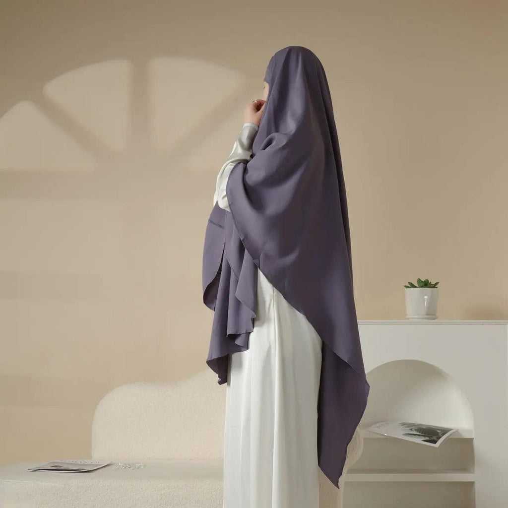 MK001 Niqab Attached 1-Layer Nida Plain Khimar