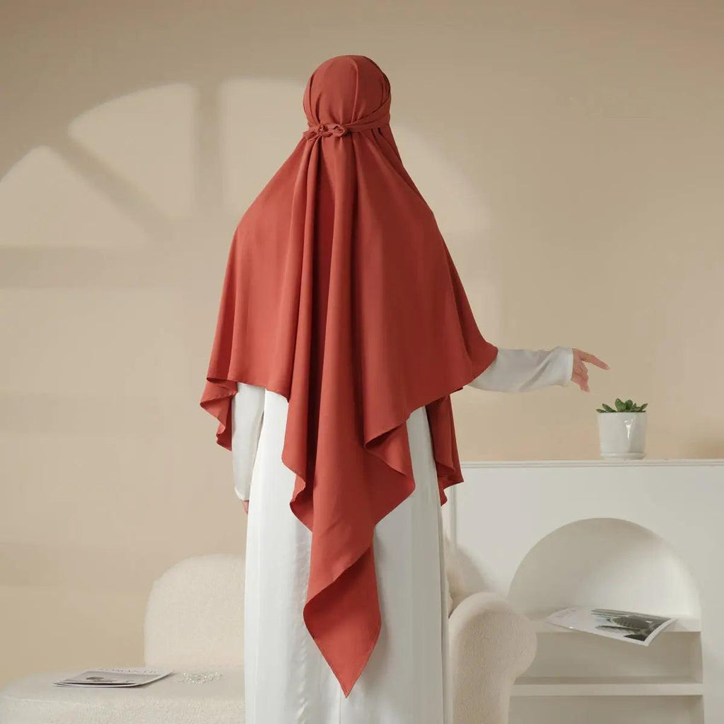 MK001 Niqab Attached 1-Layer Nida Plain Khimar