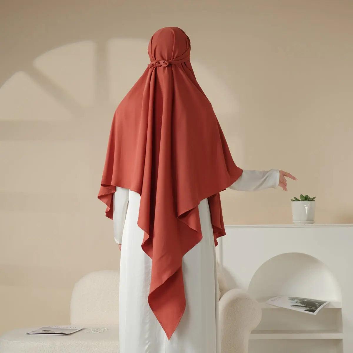 MK001 Niqab Attached 1-Layer Nida Plain Khimar