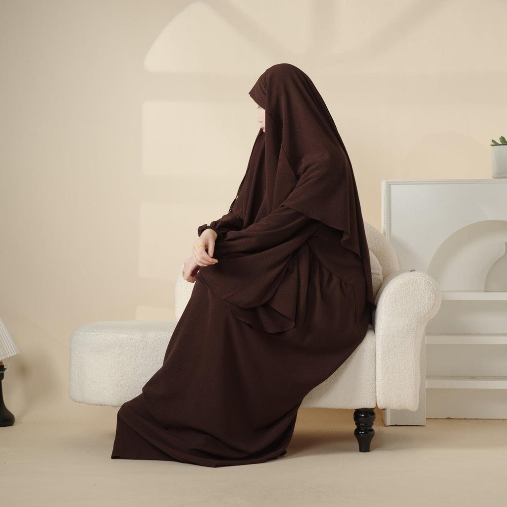 Elegant 2-Piece Crepe Abaya & Khimar Set (MK008)