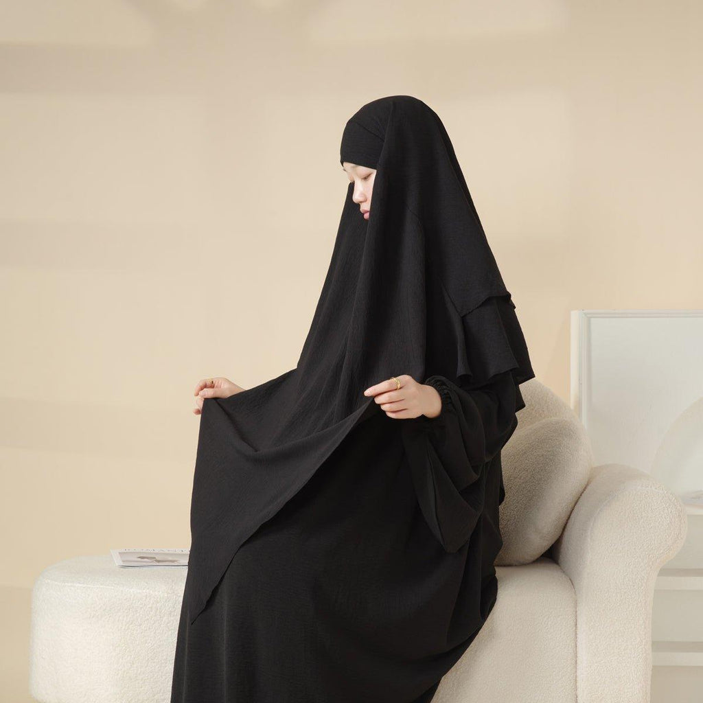 MK011  Stunning Two-Layer Crepe Khimar