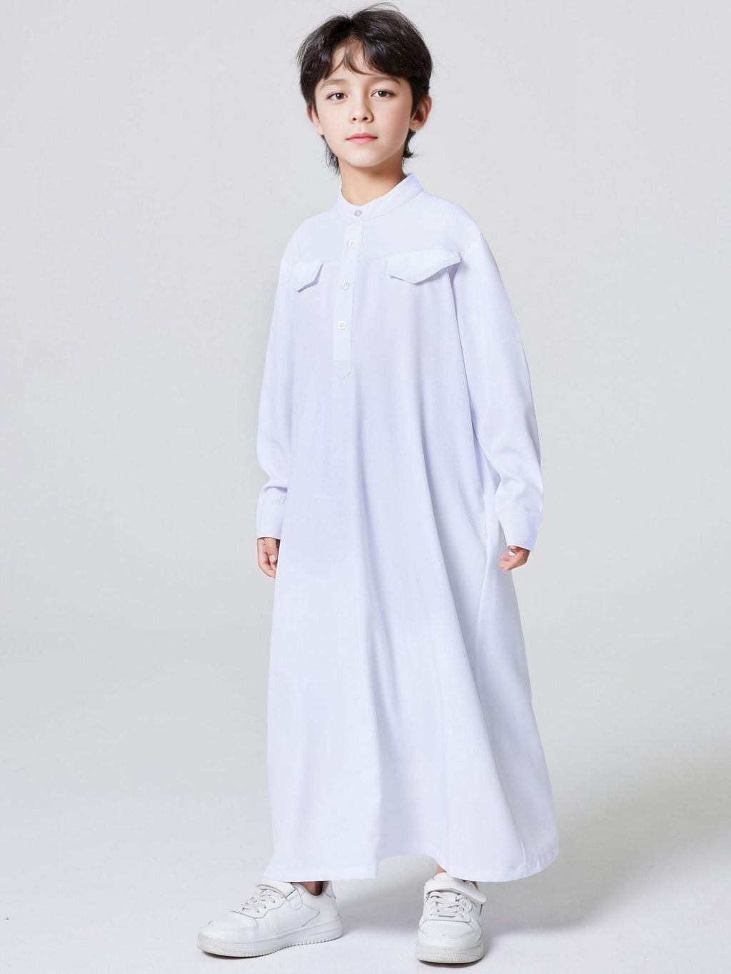 MKB001 MKB Boys' Patchwork Stand-up Collar Button Thobe