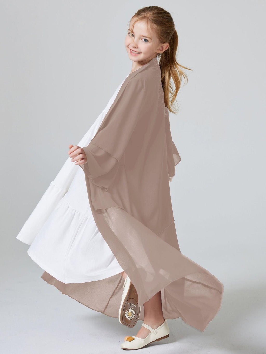 Two Layers Chiffon Girls Open Abaya Kid Abaya(MKG007)