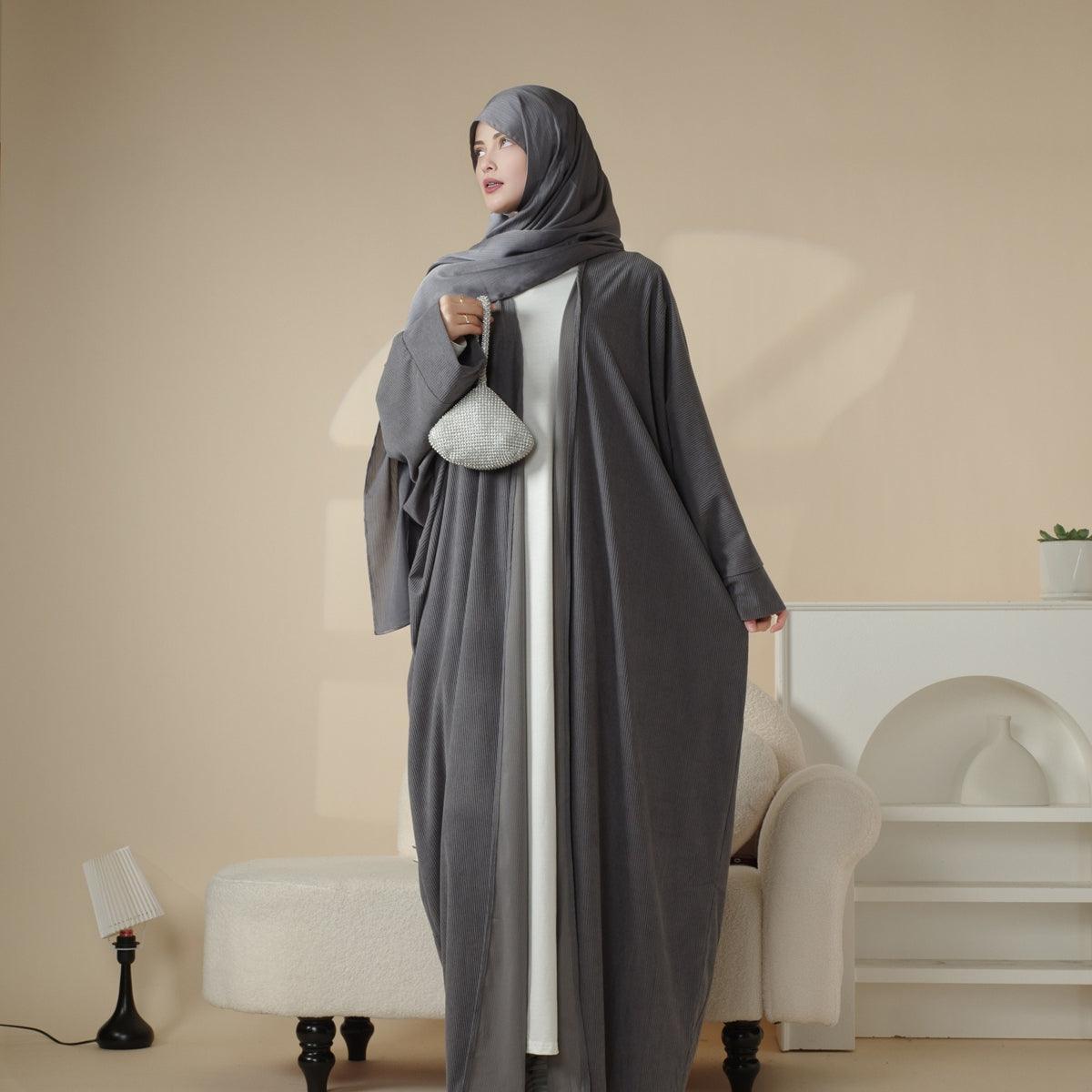 Corduroy Cardigan Open Abaya (MOA028)