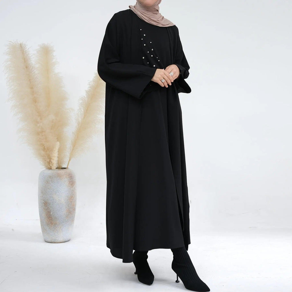 Solid Color Pearl Splice Abaya (MOA031)