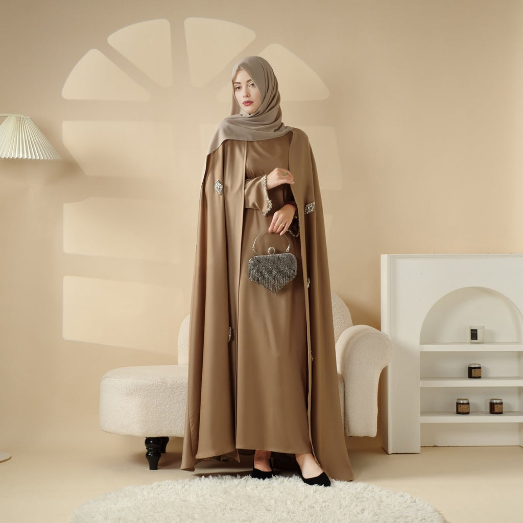 Cape Abaya, Haute Couture Heavy Rhinestone Abaya (MOA067)