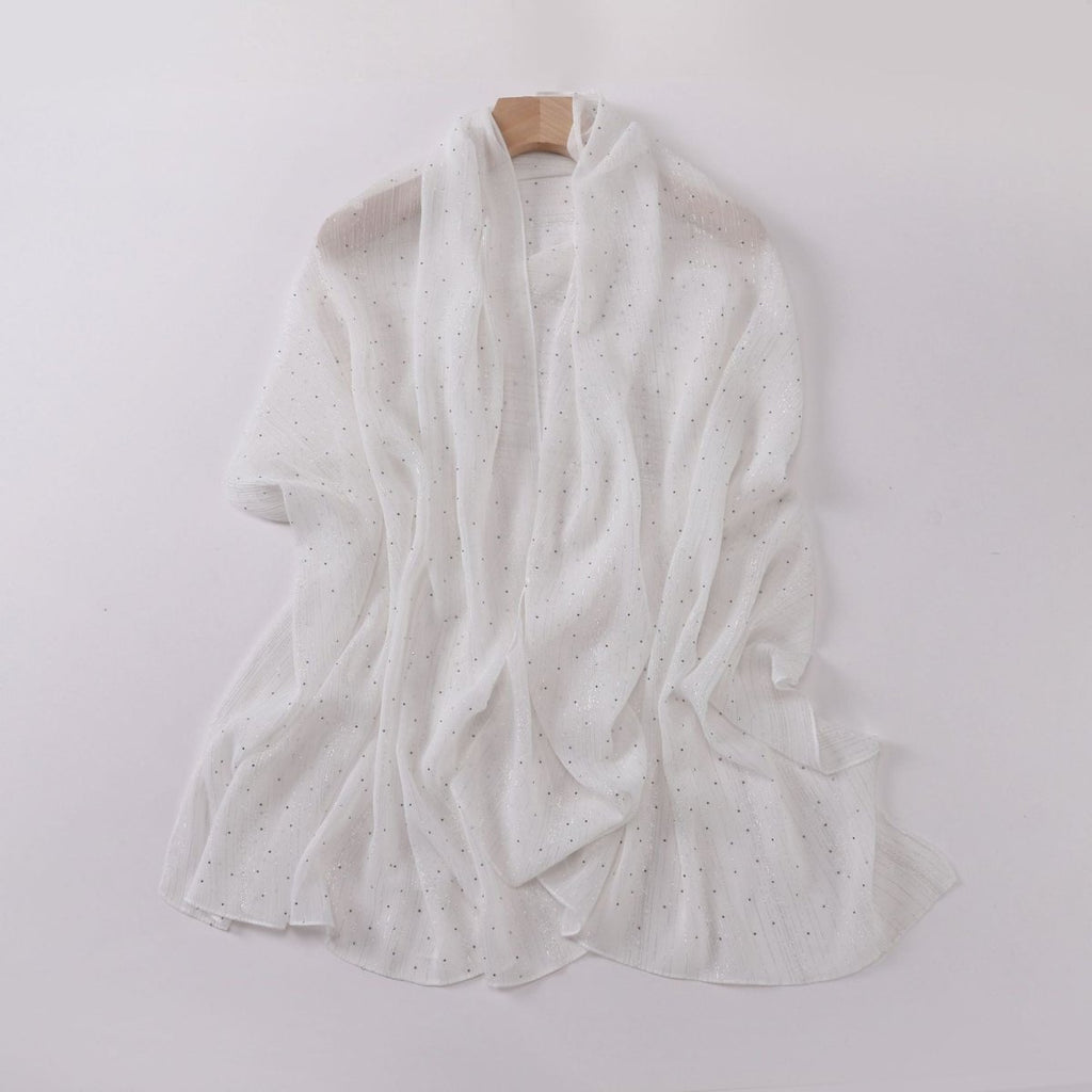 Modest Elegance Silver Crinkle Drape Hijab with Rhinestones (MH155)