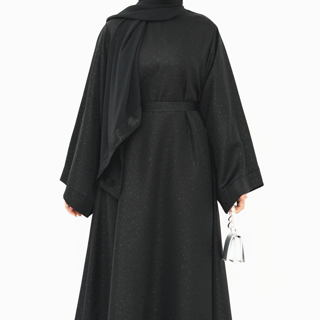 Modest  Elegant Solid Color Abaya Robe with Wide Sleeves & Detachable Belt(MA279)