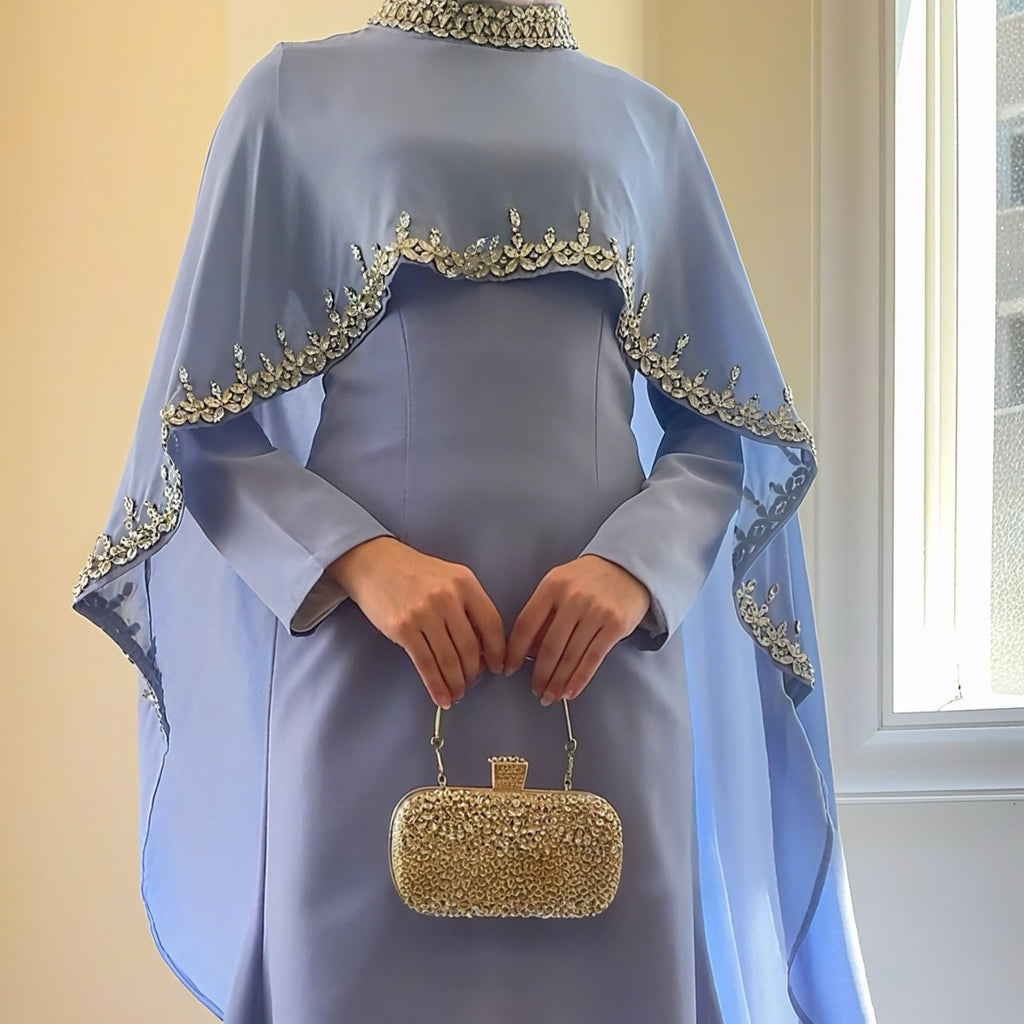Celestial Rhinestone Cape Abaya | Luxury 2-Piece Set (MA251)