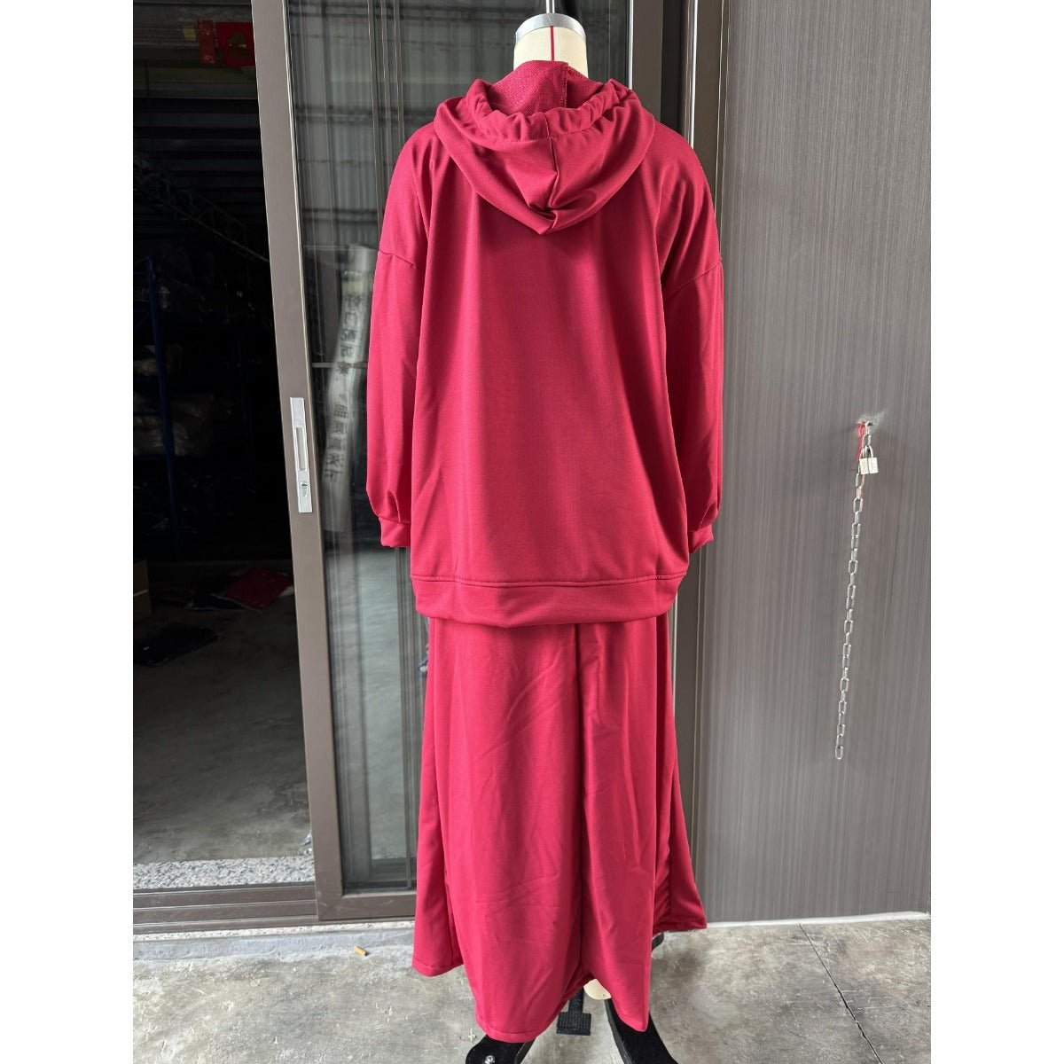 Modest Muslim Casual Wear Hooded Set | Long Sleeve Jacket & Maxi Skirt (MS095)
