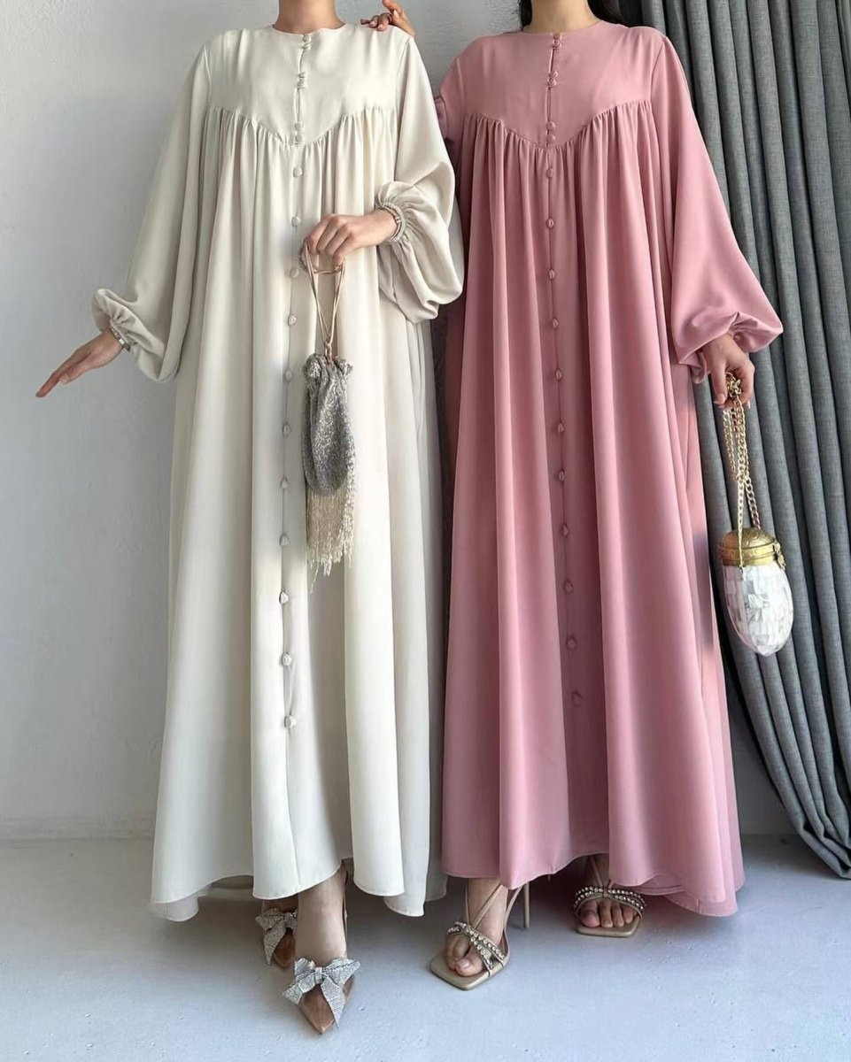 Modest Swinging sleeve Button-down Muslim Abaya (MA174)