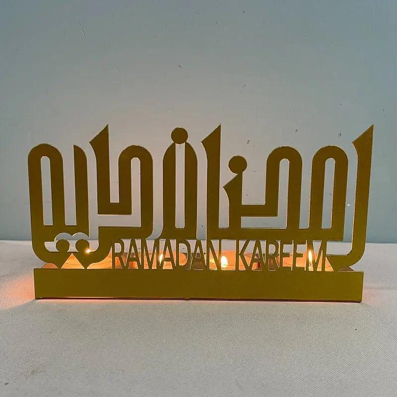 MR042 EID MUBARAK Castle Iron Candlestick Moon Star Light