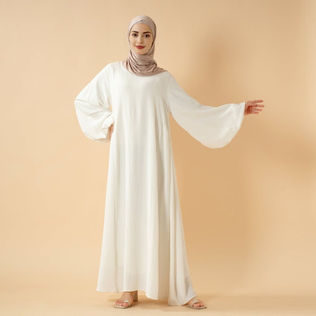 Relaxed Fit Lantern Sleeves Crepe Abaya (MA190)