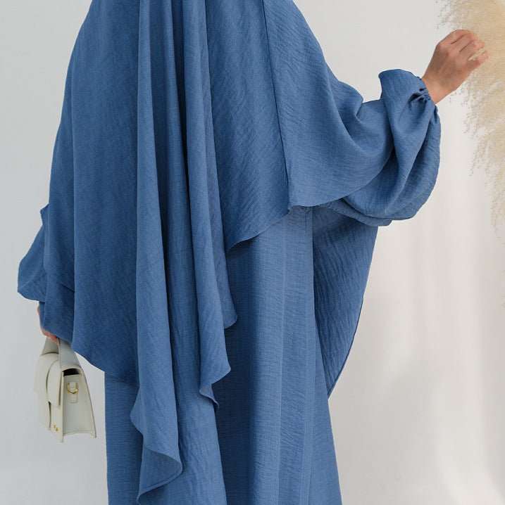 Nursing Abaya & Khimar Set | Bubble Sleeve Breastfeeding Dress(MK025)