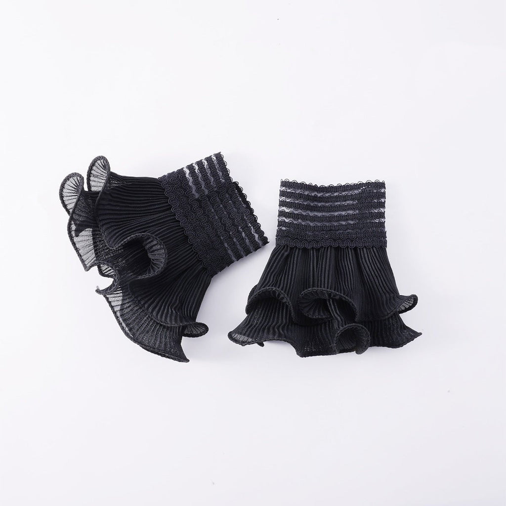 Pearl Embellished Double Ruffle Cuff Sleeves (MAC420)