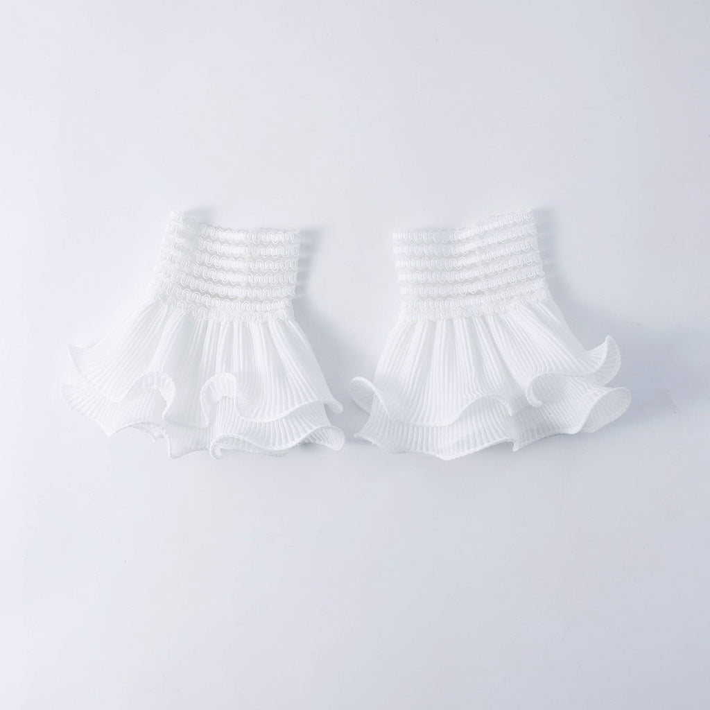 Pearl Embellished Double Ruffle Cuff Sleeves (MAC420)