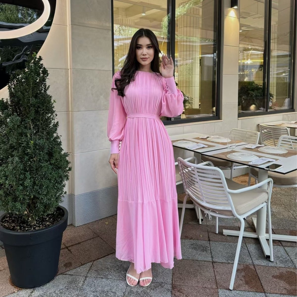 Pleated Tiered Maxi Dress(MS466)