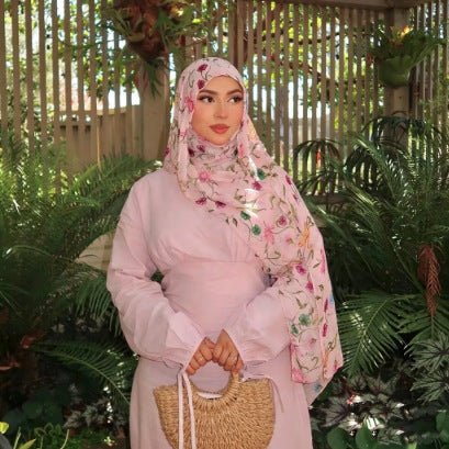 Poly-Cotton Floral Print Hijab Scarf(MH233)