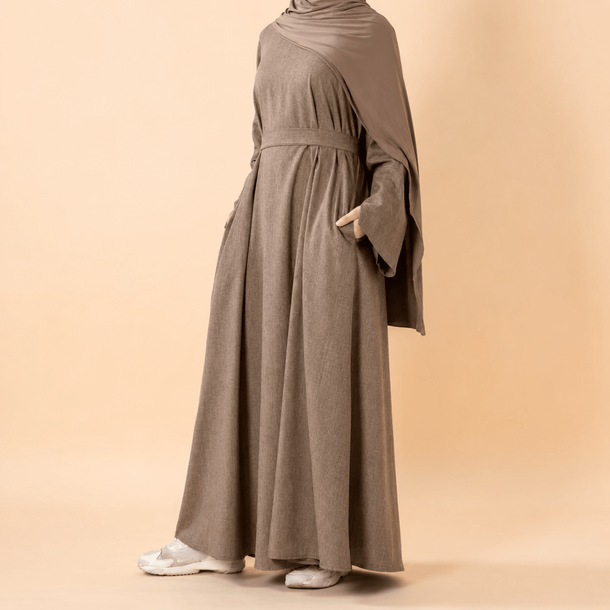 Premium Linen Effect Pullover Abaya with Pockets (MA341)