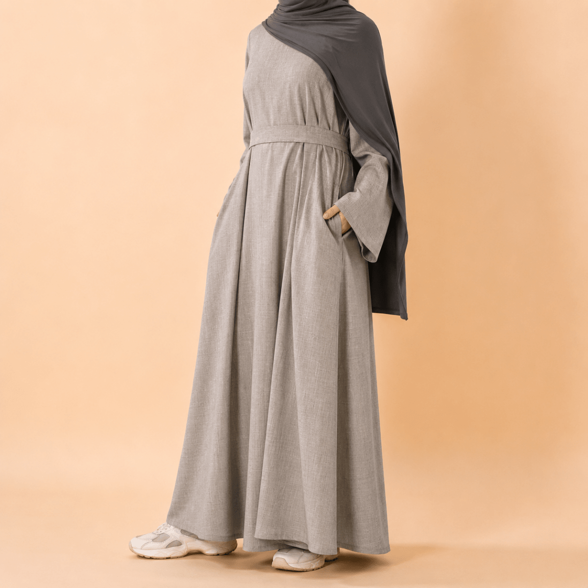Premium Linen Effect Pullover Abaya with Pockets (MA341)