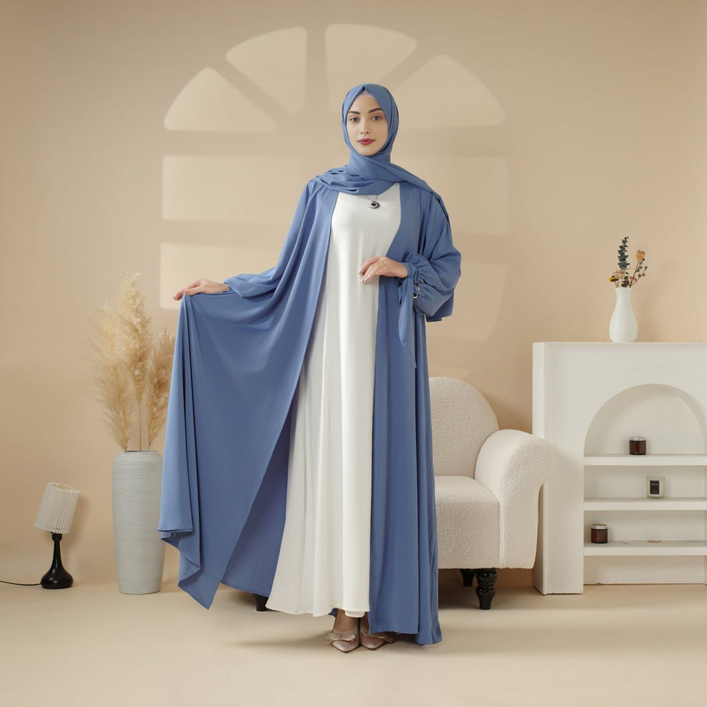 Premium Ribbon Sleeve Abaya: An Elegant Four-piece Abaya Set (MOA105)