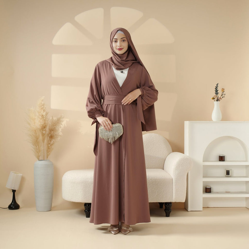 Premium Ribbon Sleeve Abaya: An Elegant Four-piece Abaya Set (MOA105)