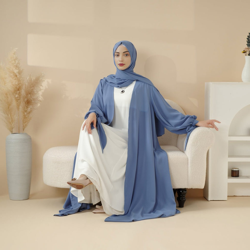 Premium Ribbon Sleeve Abaya: An Elegant Four-piece Abaya Set (MOA105)