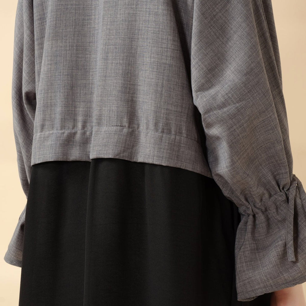 Princess Style Open Abaya | 2-Tone Contrast Ruffle Sleeves Abaya (MOA126)