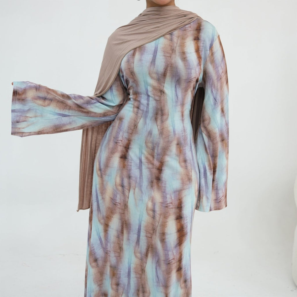 Print Stretch Maxi Dress(MS429)