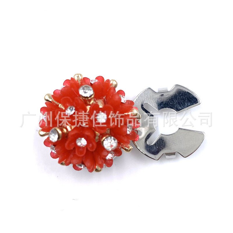 Rhinestone Button Covers | Crystal Flower Decorative Clips(MAC359)