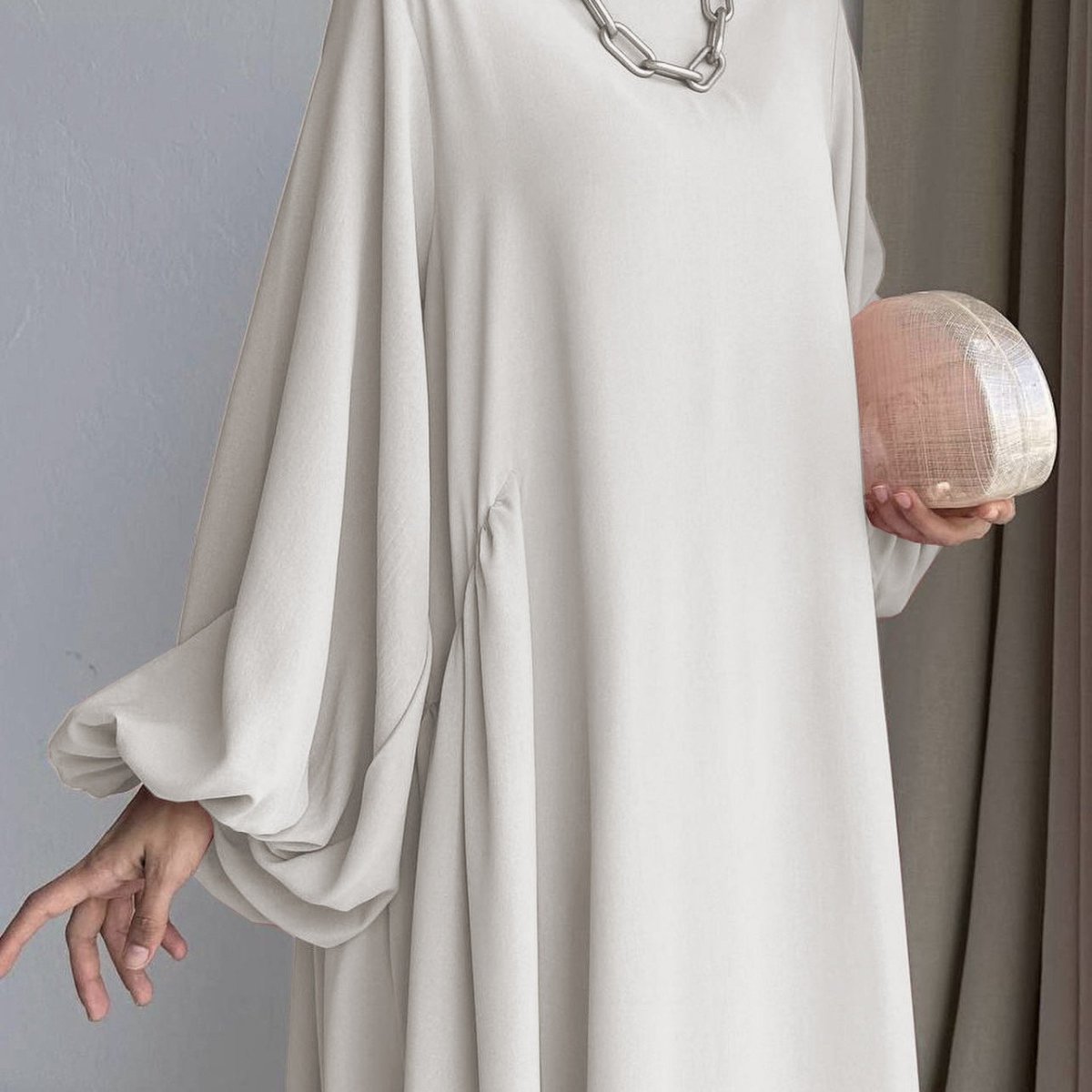 Simple Puff Balloon Sleeve Abaya (MA066)